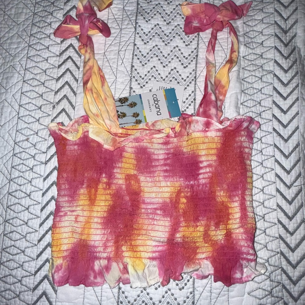 Cabana Pink and Orange Tie-Dye Crop Top